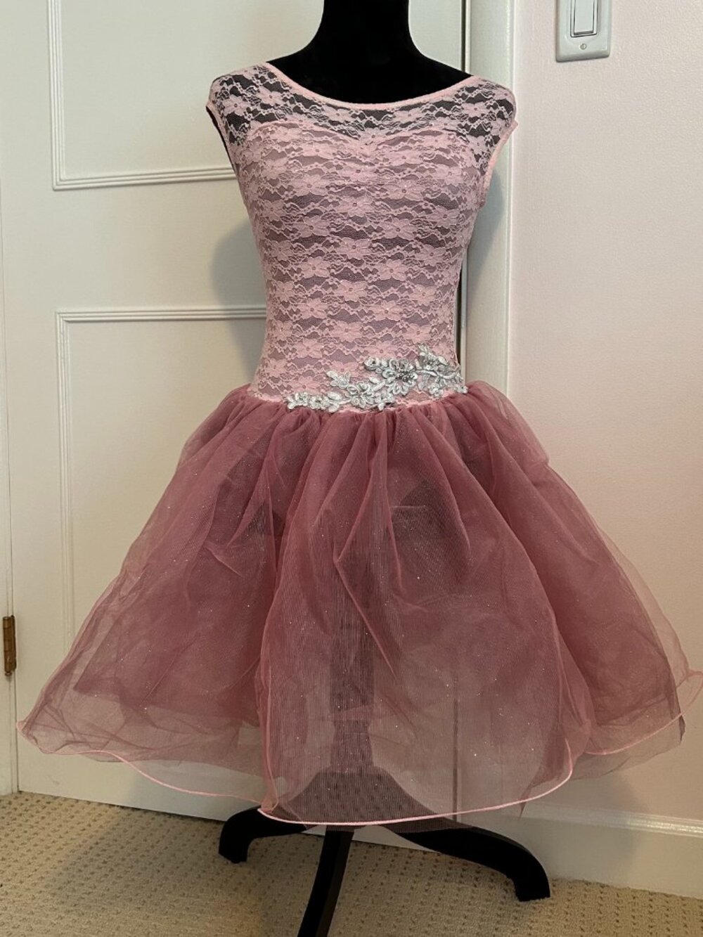 Weissman Girl's Pink Ballet Dress with Sparkle Tulle Skirt Dance Costume Size LC